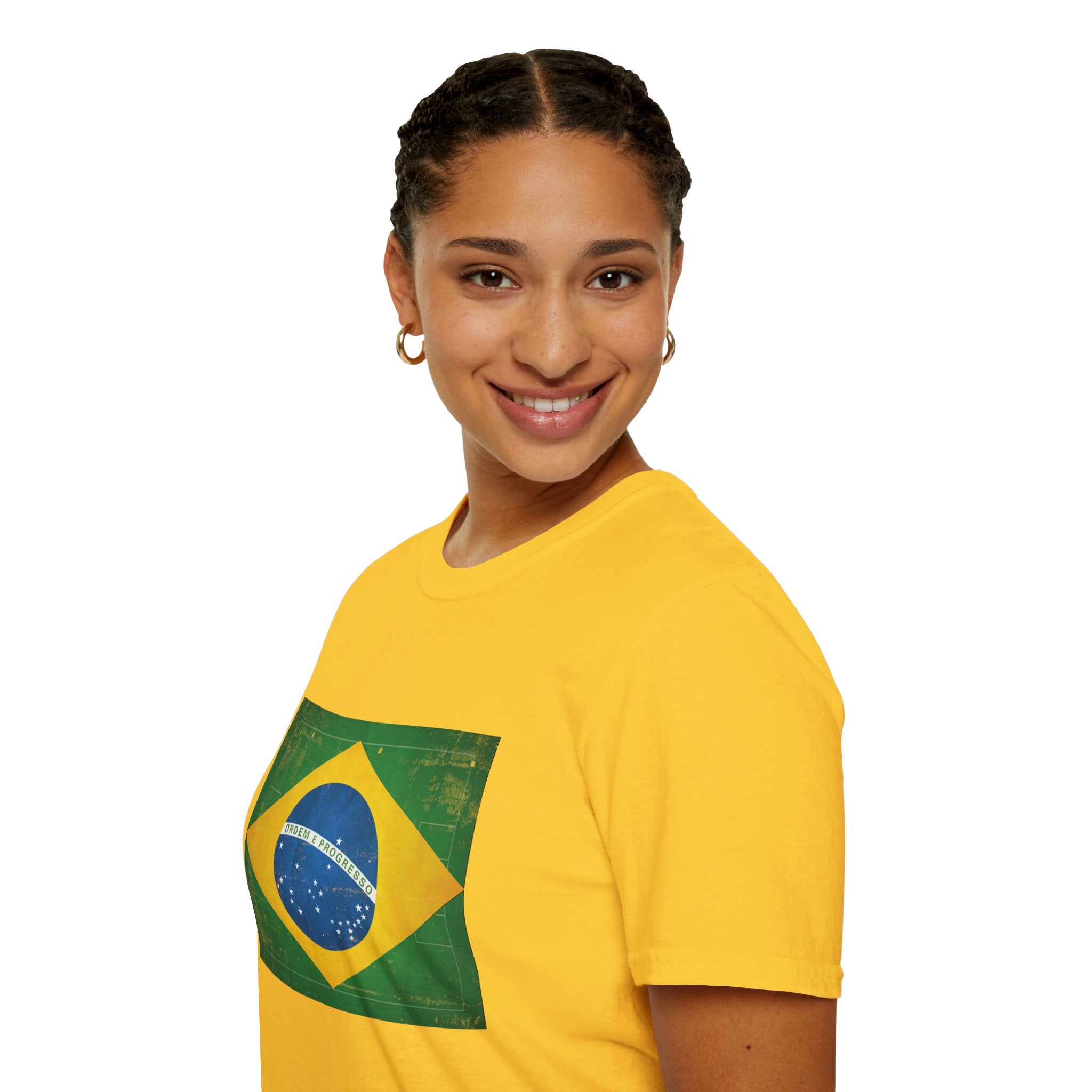Brazil Flag Soccer Field WC 26 T-Shirt | Brazil Football Tee | Retro Brazil Soccer Fan Shirt | Seleção Inspired Apparel | Scallywag Swag