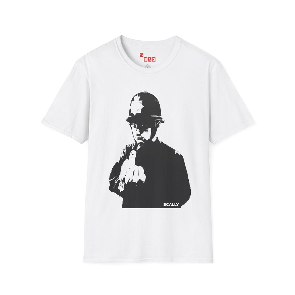 Scally Cop Banksy II T-Shirt | Punk Street Art Graphic Tee | Rebel Police Art Inspired Shirt | Scallywag Swag