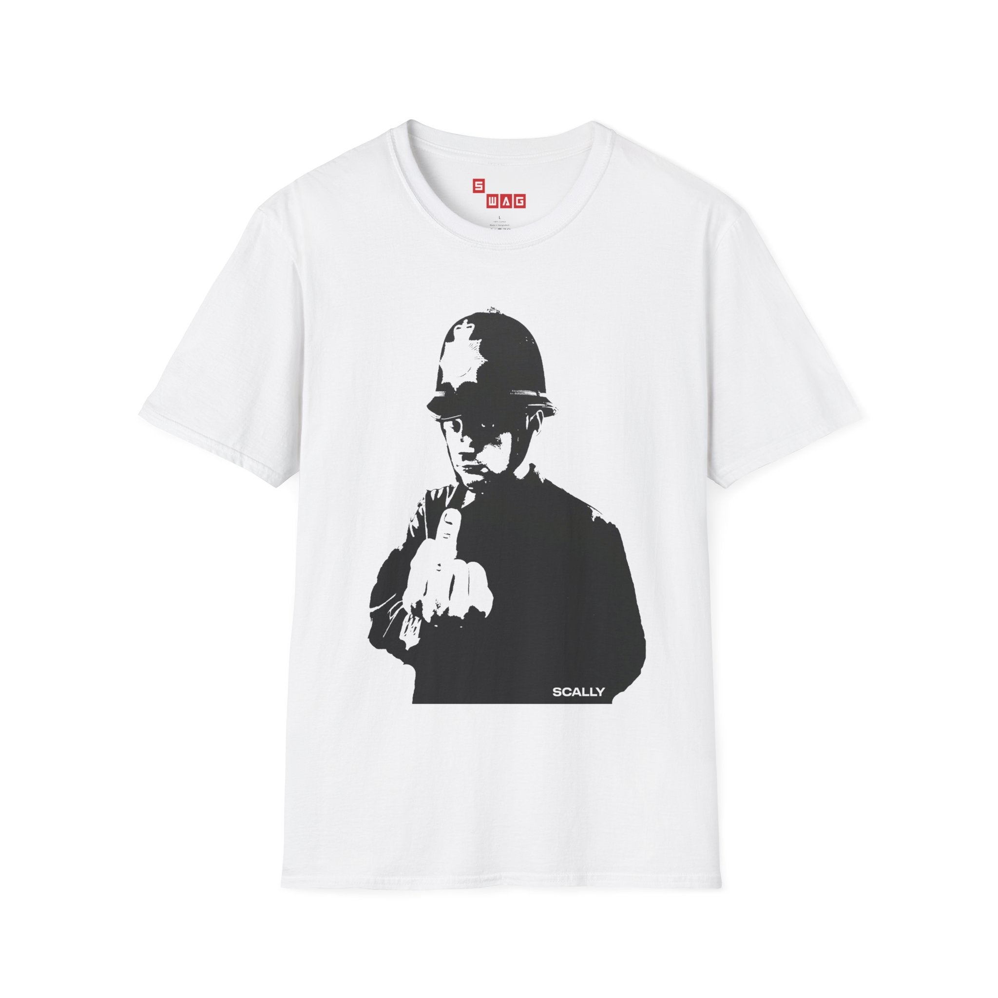 Scally Cop Banksy II T-Shirt | Punk Street Art Graphic Tee | Rebel Police Art Inspired Shirt | Scallywag Swag