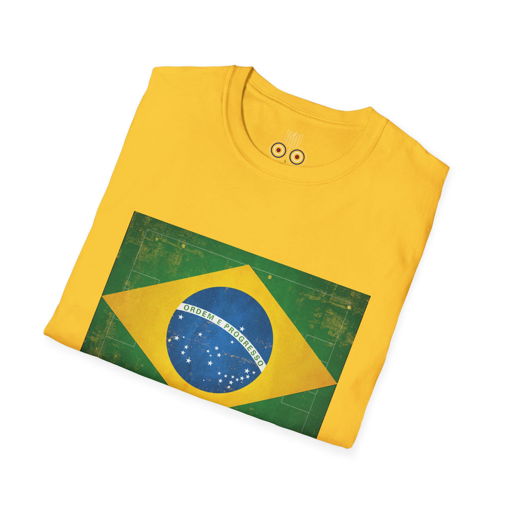 Brazil Flag Soccer Field WC 26 T-Shirt | Brazil Football Tee | Retro Brazil Soccer Fan Shirt | Seleção Inspired Apparel | Scallywag Swag