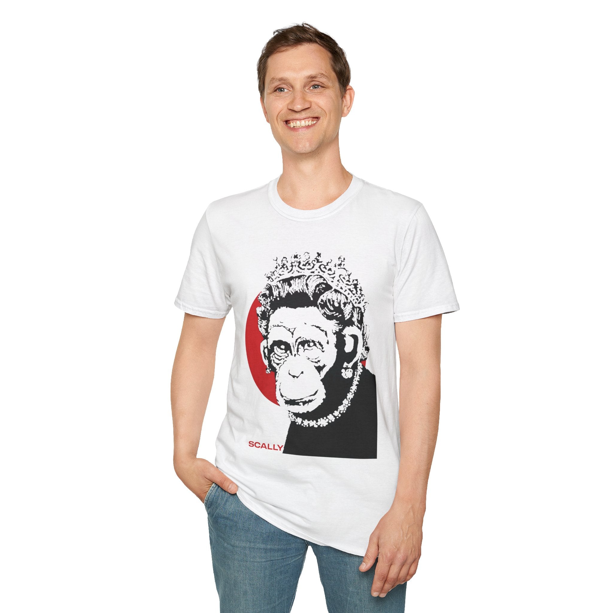 Scally Monkey Queen Banksy T-Shirt | Punk Street Art Graphic Tee | Rebel Monkey Streetwear | Scallywag Swag