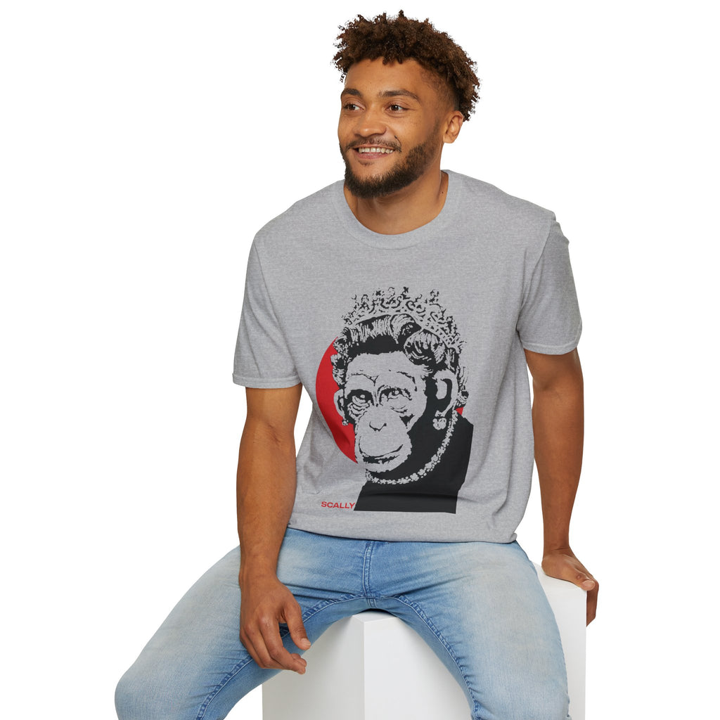 Scally Monkey Queen Banksy T-Shirt | Punk Street Art Graphic Tee | Rebel Monkey Streetwear | Scallywag Swag
