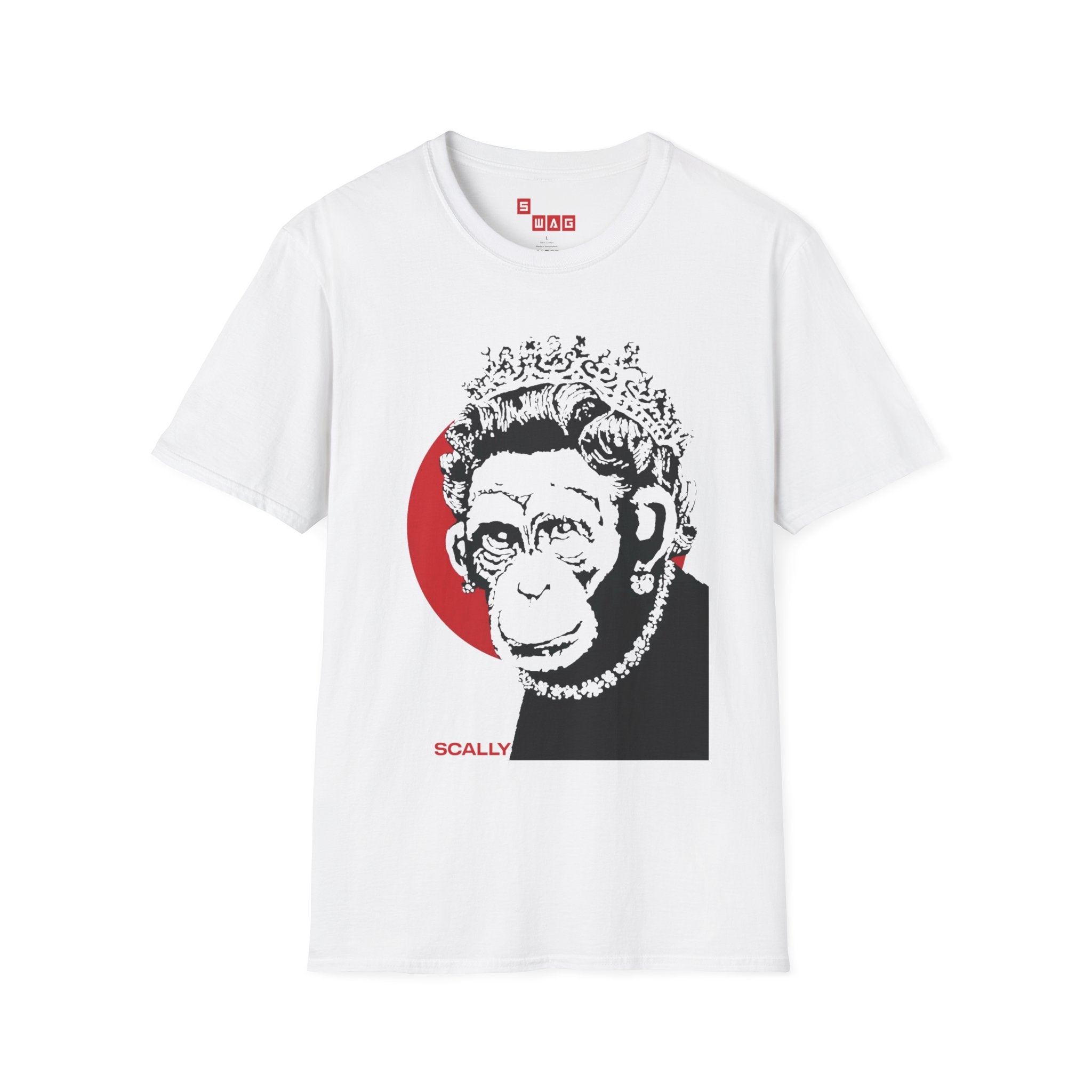 Scally Monkey Queen Banksy T-Shirt | Punk Street Art Graphic Tee | Rebel Monkey Streetwear | Scallywag Swag