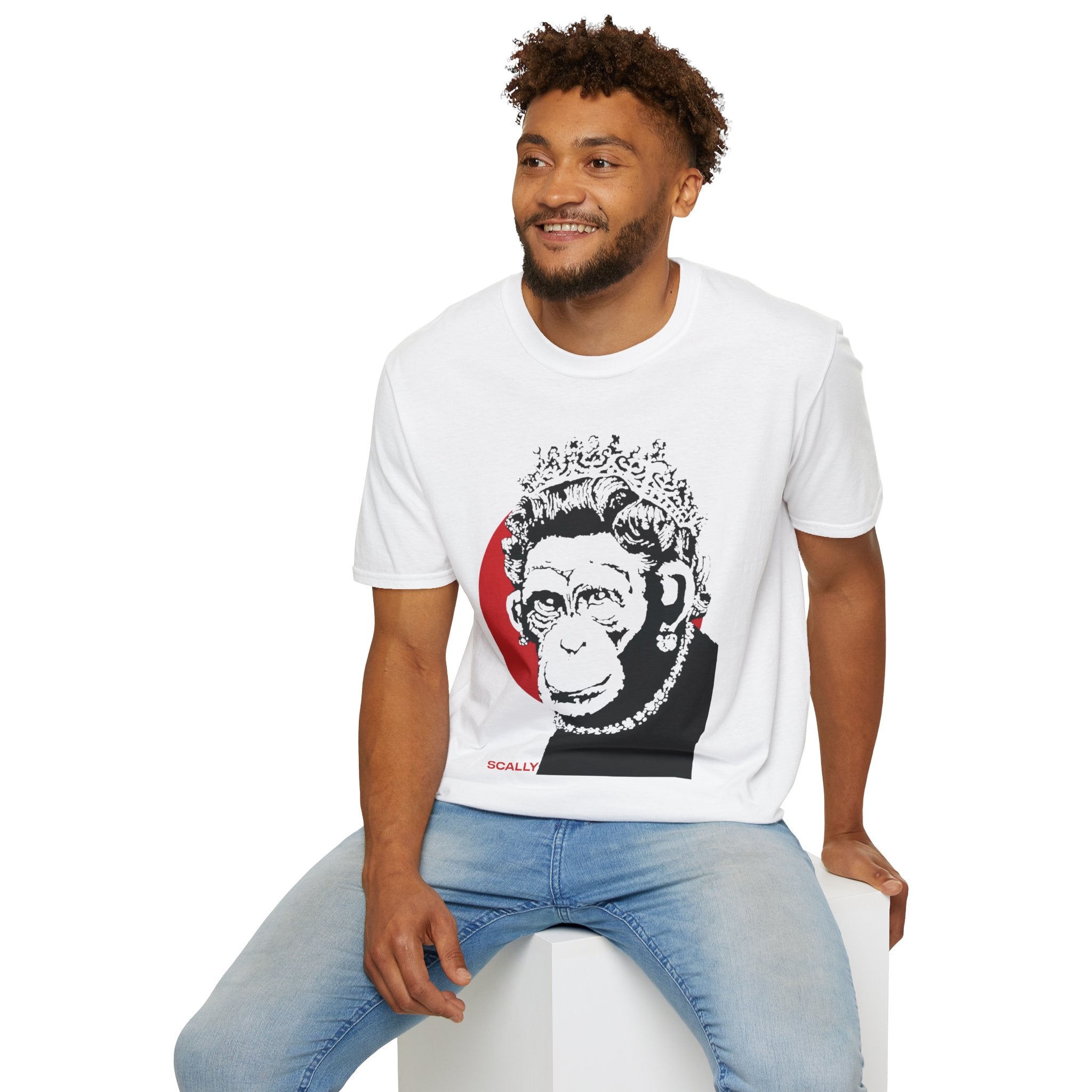Scally Monkey Queen Banksy T-Shirt | Punk Street Art Graphic Tee | Rebel Monkey Streetwear | Scallywag Swag
