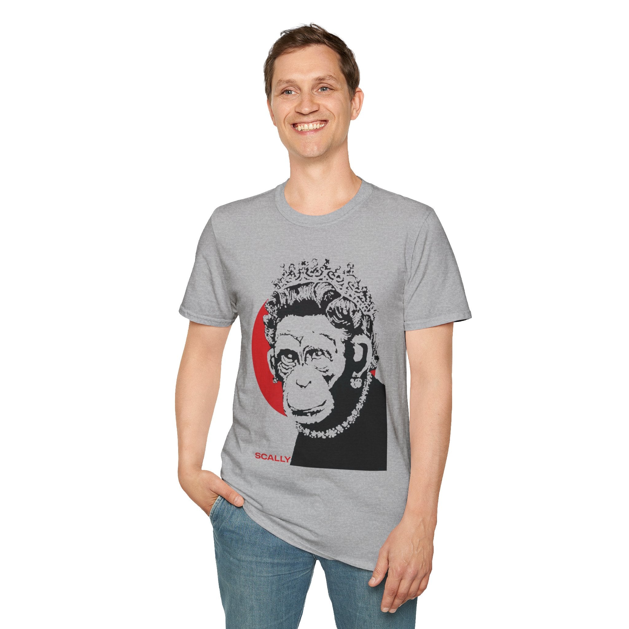 Scally Monkey Queen Banksy T-Shirt | Punk Street Art Graphic Tee | Rebel Monkey Streetwear | Scallywag Swag