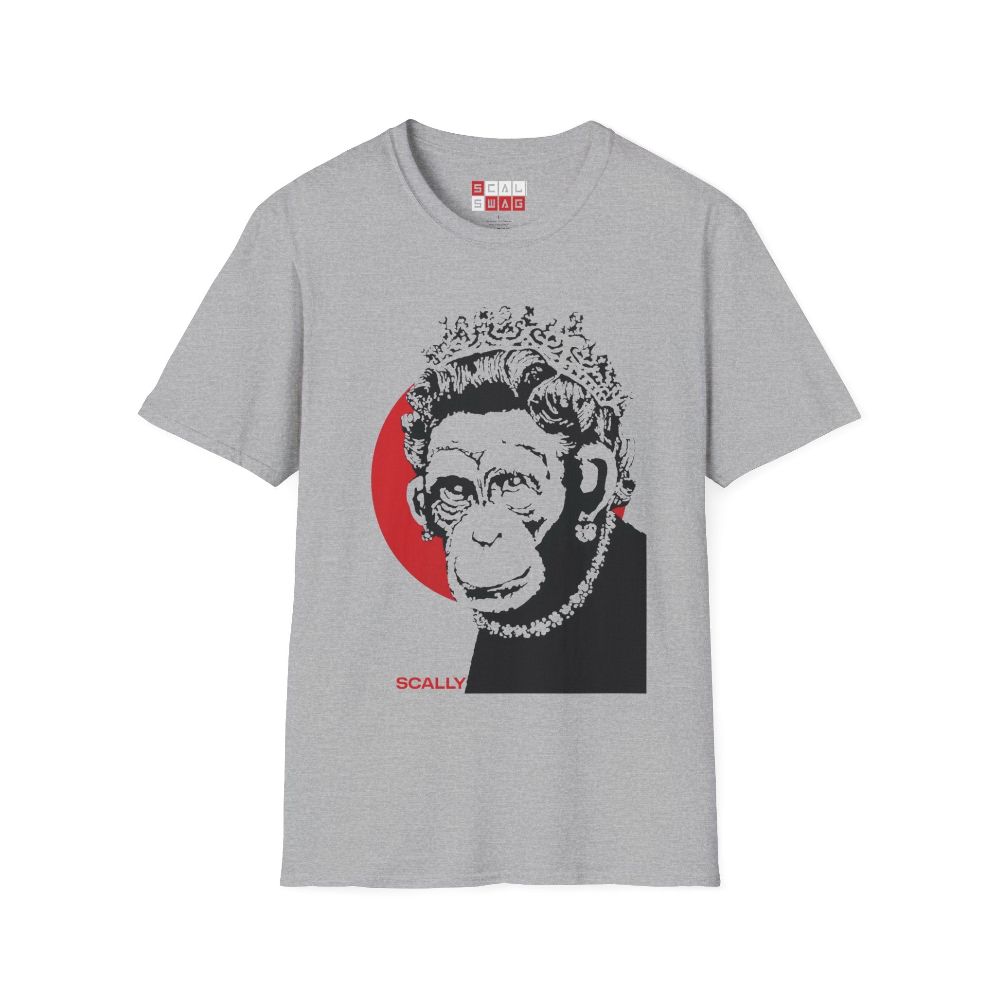 Scally Monkey Queen Banksy T-Shirt | Punk Street Art Graphic Tee | Rebel Monkey Streetwear | Scallywag Swag