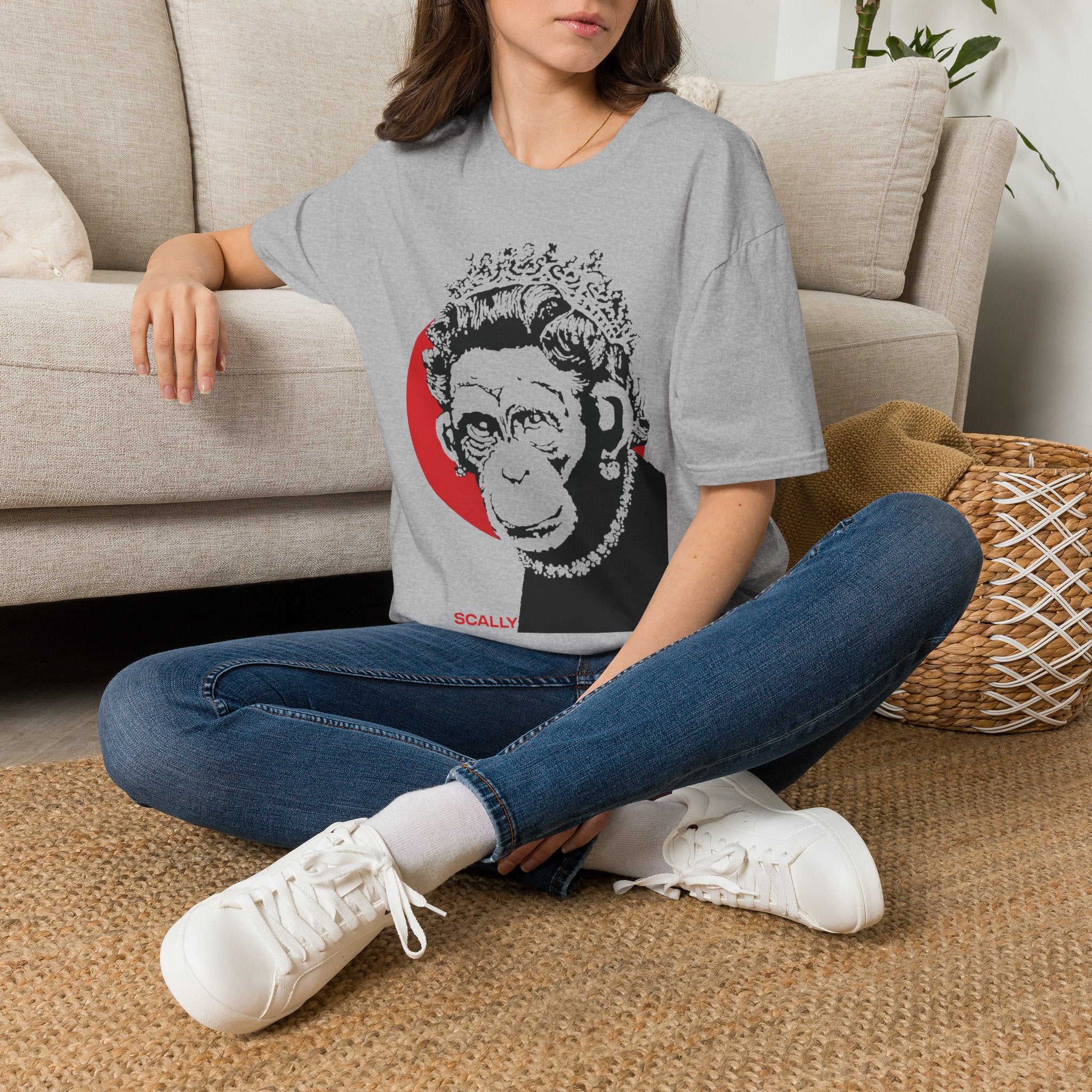 Scally Monkey Queen Banksy T-Shirt | Punk Street Art Graphic Tee | Rebel Monkey Streetwear | Scallywag Swag
