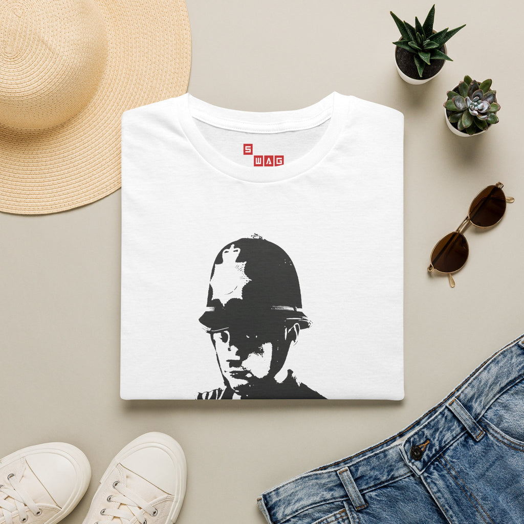 Scally Cop Banksy II T-Shirt | Punk Street Art Graphic Tee | Rebel Police Art Inspired Shirt | Scallywag Swag