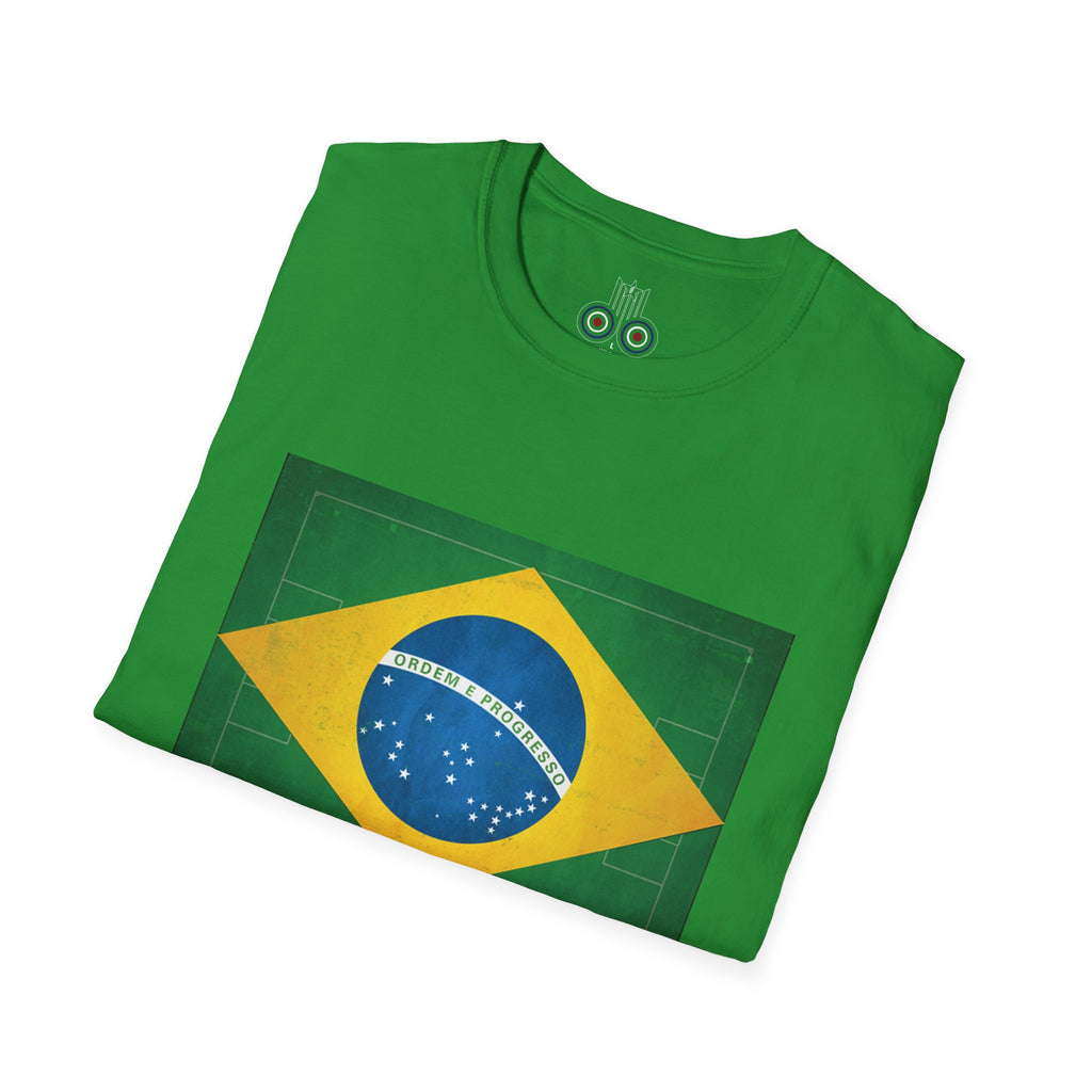 Brazil Flag Soccer Field WC 26 T-Shirt | Brazil Football Tee | Retro Brazil Soccer Fan Shirt | Seleção Inspired Apparel | Scallywag Swag