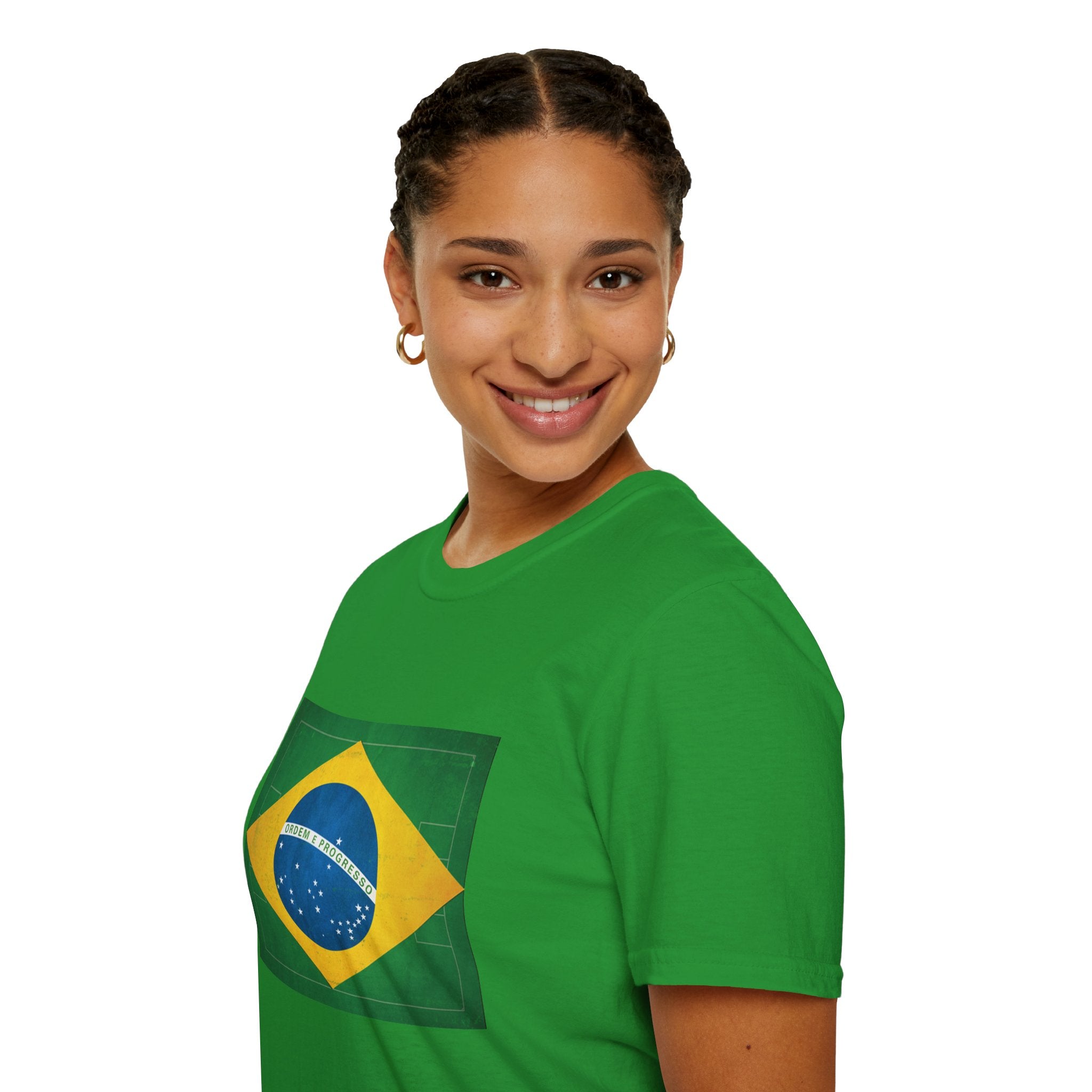Brazil Flag Soccer Field WC 26 T-Shirt | Brazil Football Tee | Retro Brazil Soccer Fan Shirt | Seleção Inspired Apparel | Scallywag Swag