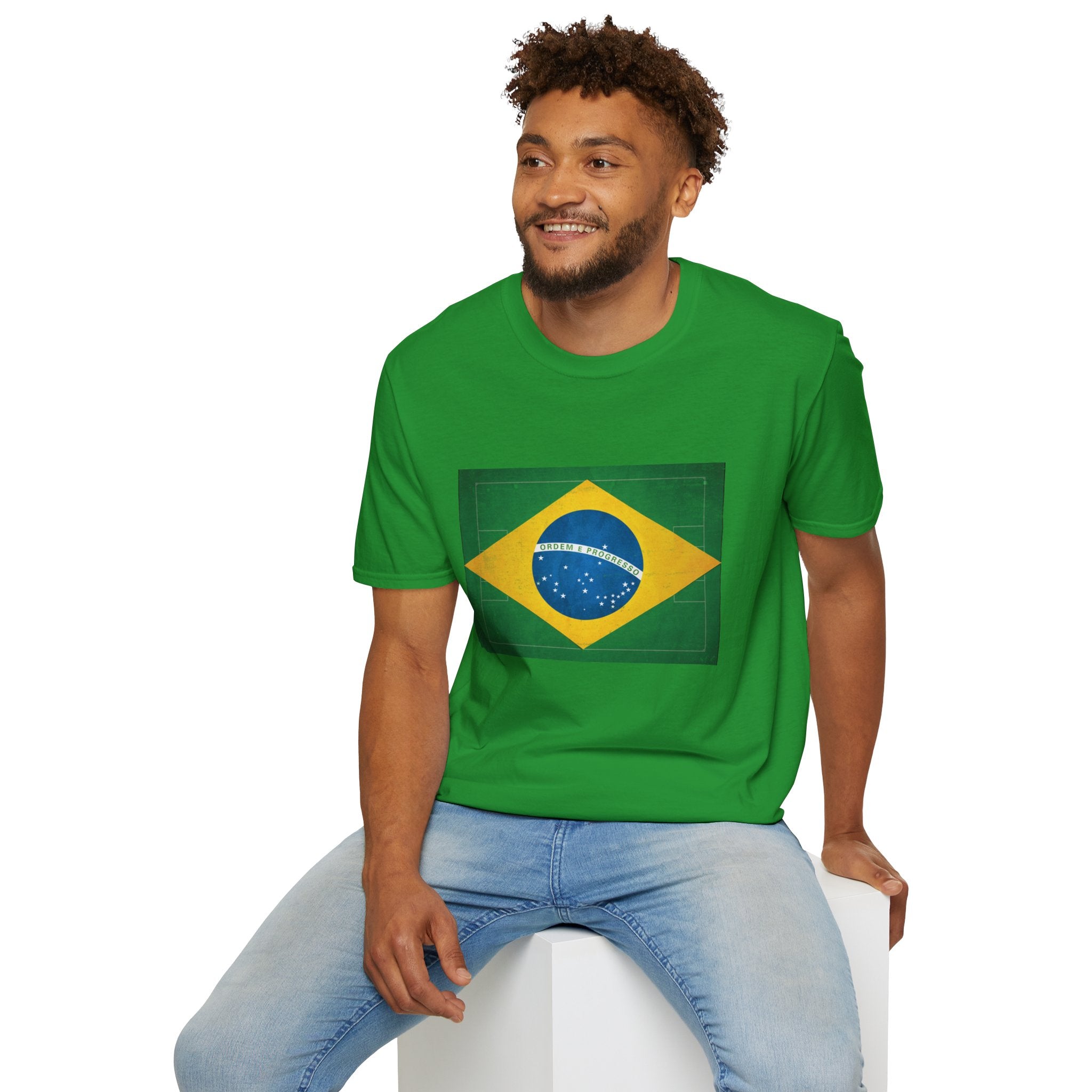 Brazil Flag Soccer Field WC 26 T-Shirt | Brazil Football Tee | Retro Brazil Soccer Fan Shirt | Seleção Inspired Apparel | Scallywag Swag