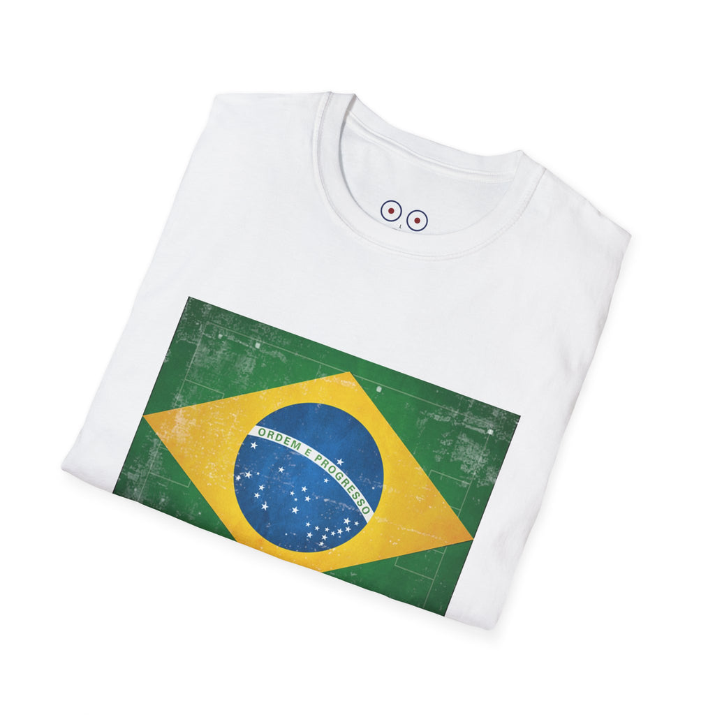 Brazil Flag Soccer Field WC 26 T-Shirt | Brazil Football Tee | Retro Brazil Soccer Fan Shirt | Seleção Inspired Apparel | Scallywag Swag